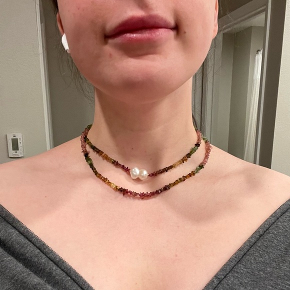 Natural Pearl and tourmaline necklace - Picture 2 of 3